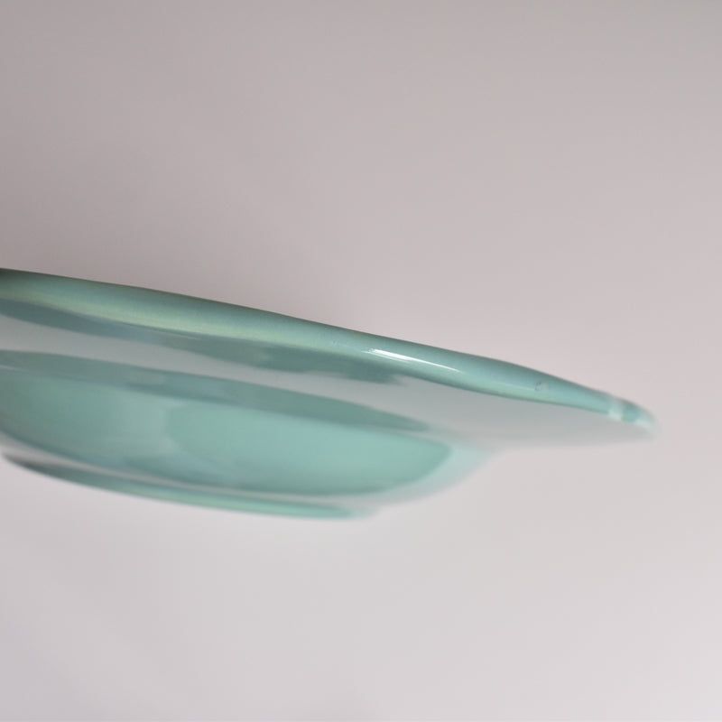Vintage Deep Plate Flower Rim Green C