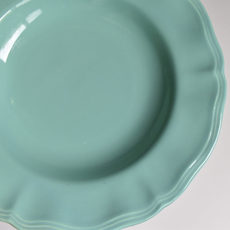 Vintage Deep Plate Flower Rim Green C