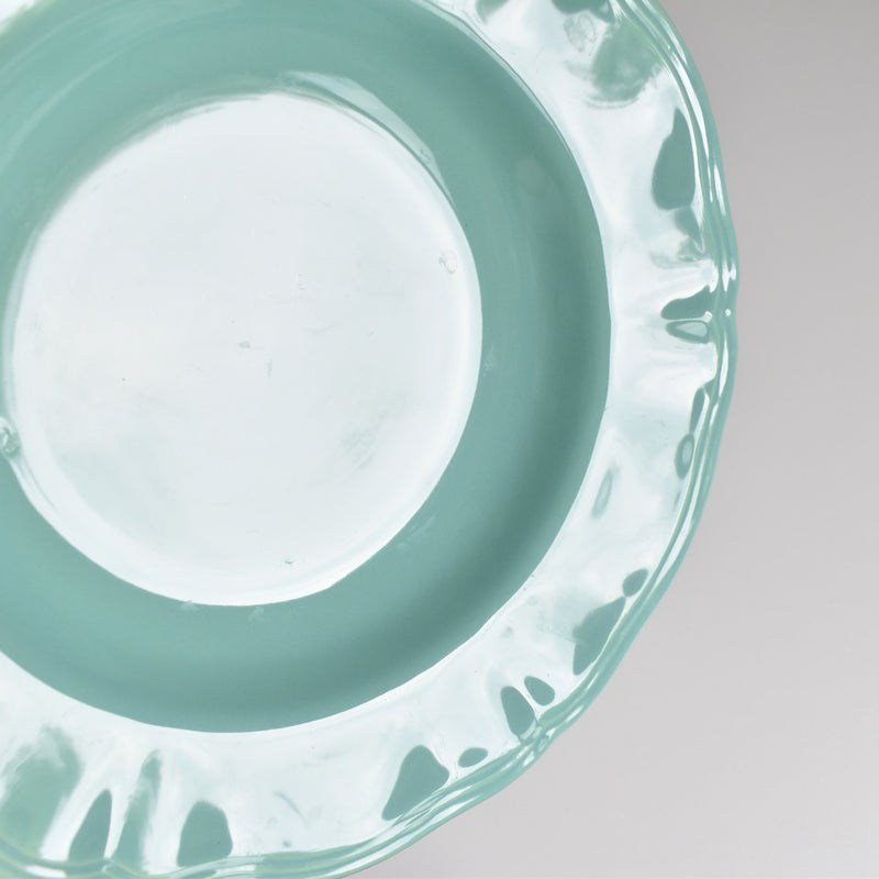 Vintage Deep Plate Flower Rim Green C