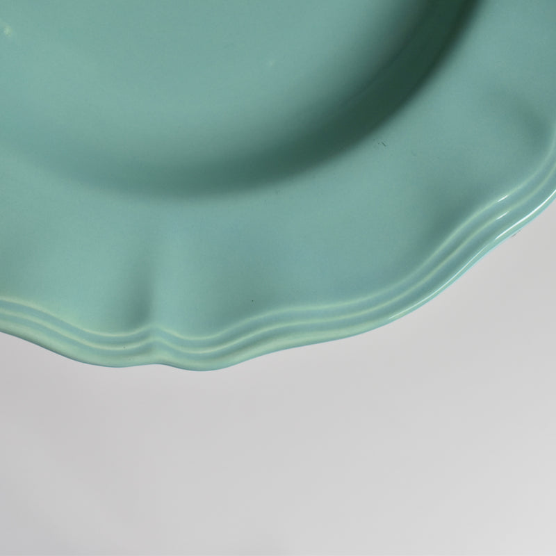 Vintage Deep Plate Flower Rim Green C