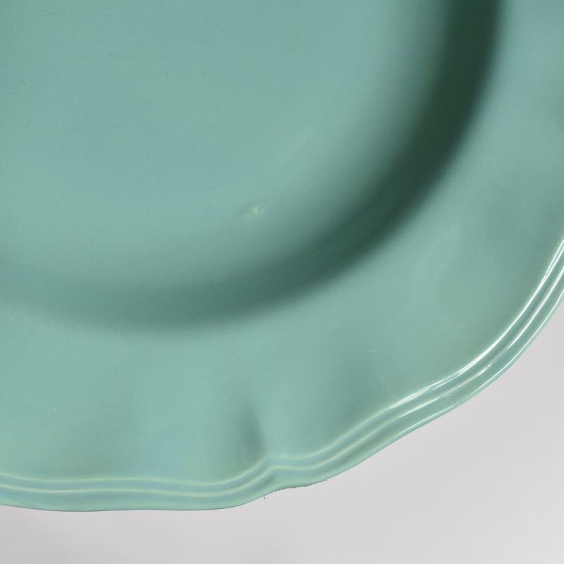 Vintage Deep Plate Flower Rim Green C