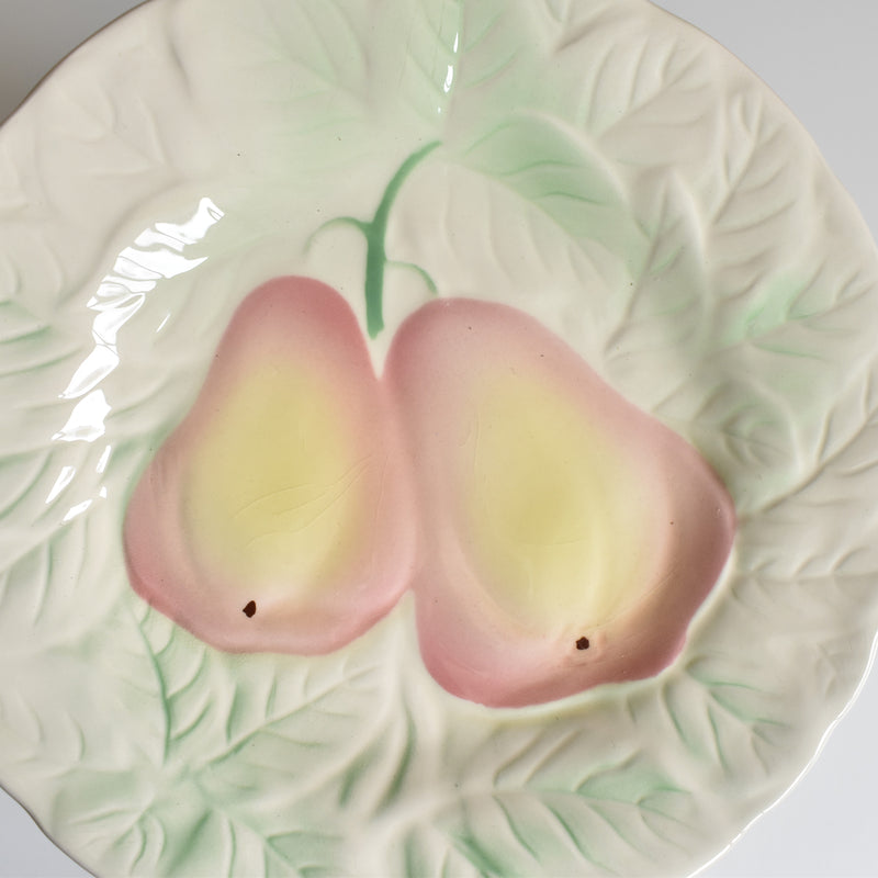 Vintage Dessert Plate, Sarreguemines Barbotine, Pears B