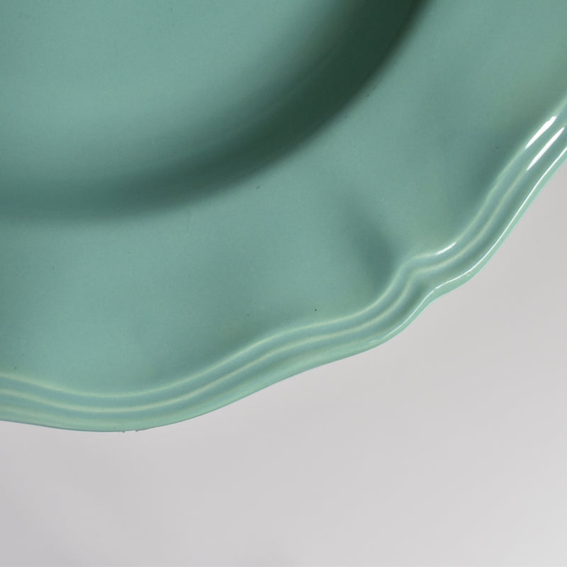 Vintage Deep Plate Flower Rim Green C