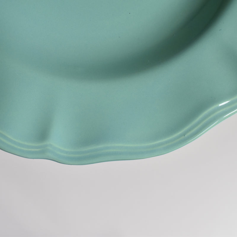 Vintage Deep Plate Flower Rim Green C