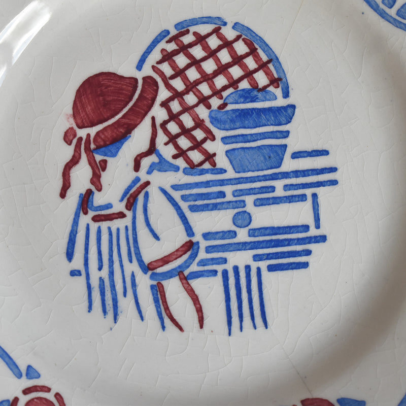 Vintage Play Set HBCM Creil-Montereau "Le petit Chaperon Rouge" (Little Red Riding Hood) Plate H
