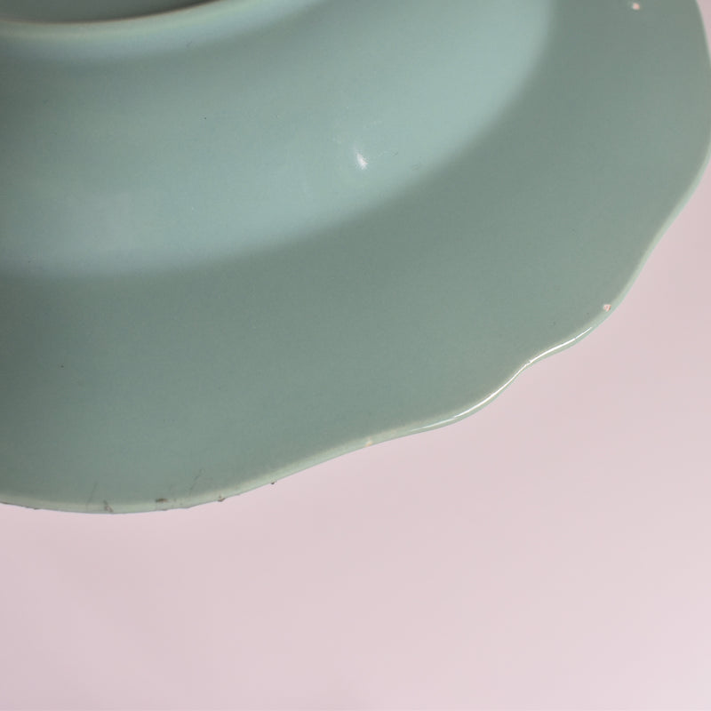 Vintage Deep Plate Flower Rim Green D