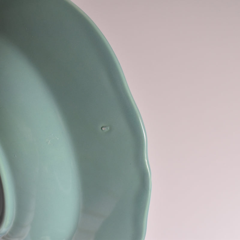 Vintage Deep Plate Flower Rim Green D