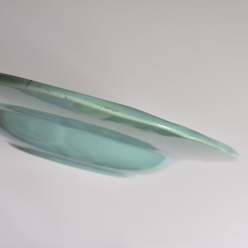 Vintage Deep Plate Flower Rim Green D