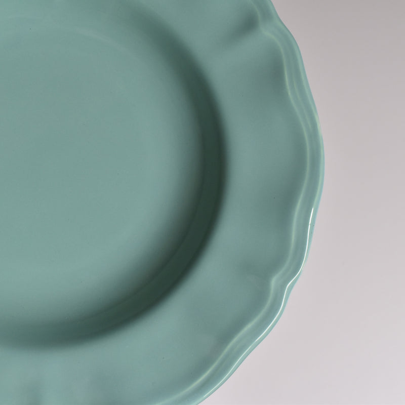 Vintage Deep Plate Flower Rim Green D