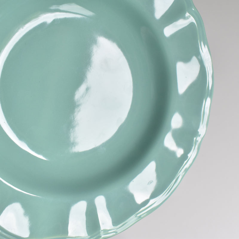 Vintage Deep Plate Flower Rim Green D