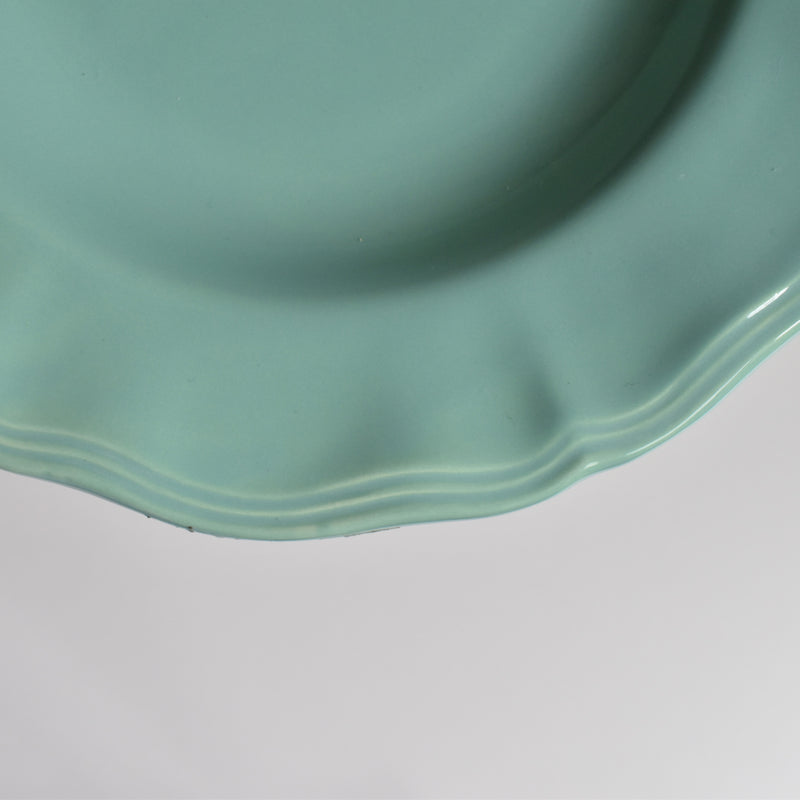Vintage Deep Plate Flower Rim Green D