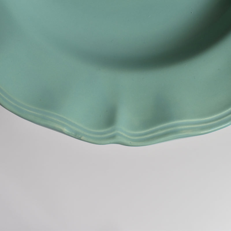 Vintage Deep Plate Flower Rim Green D