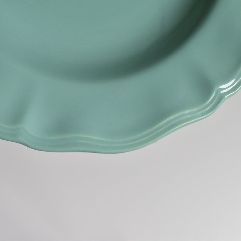 Vintage Deep Plate Flower Rim Green D