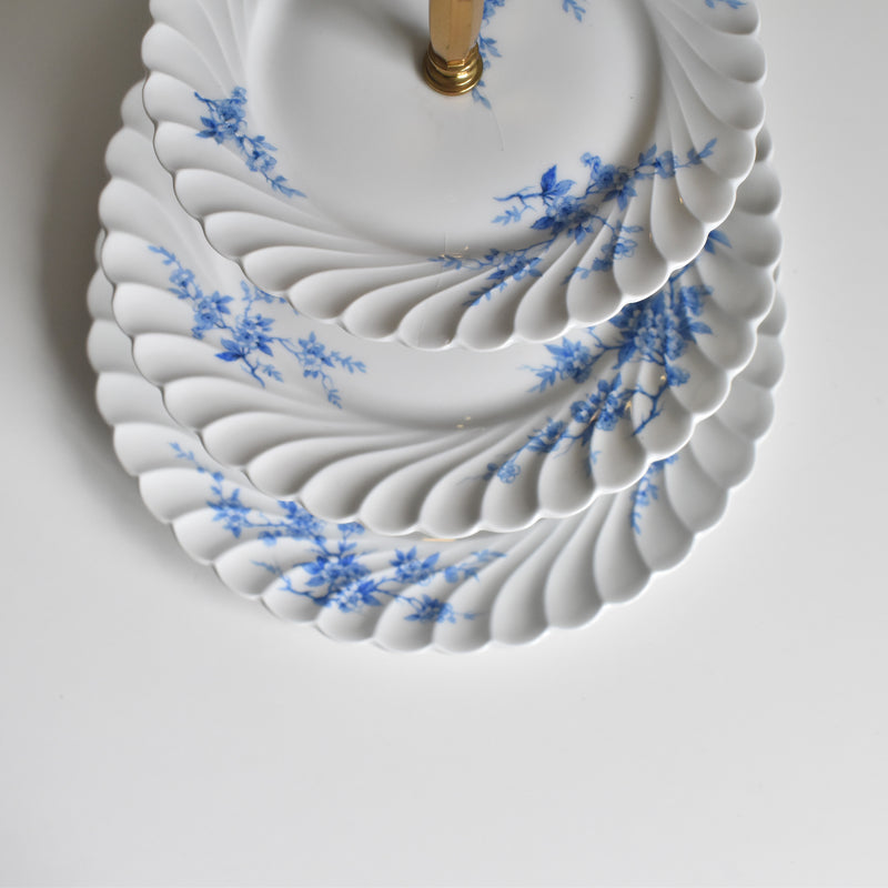 Vintage 3-Tier Serving Plate Limoges Haviland Cerisier Bleu