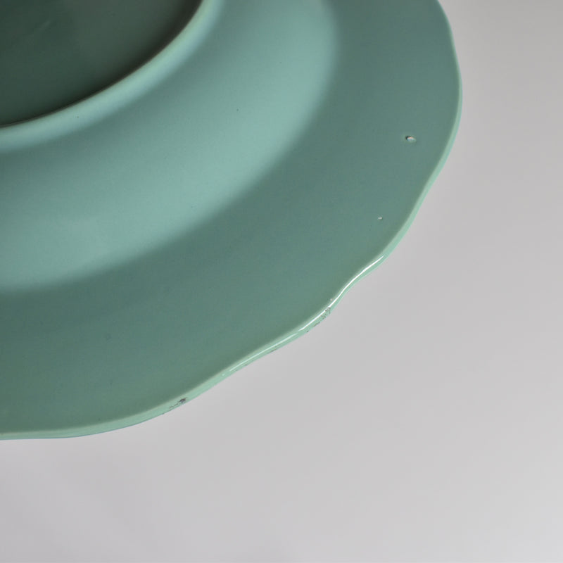 Vintage deep plate, flower rim, green E