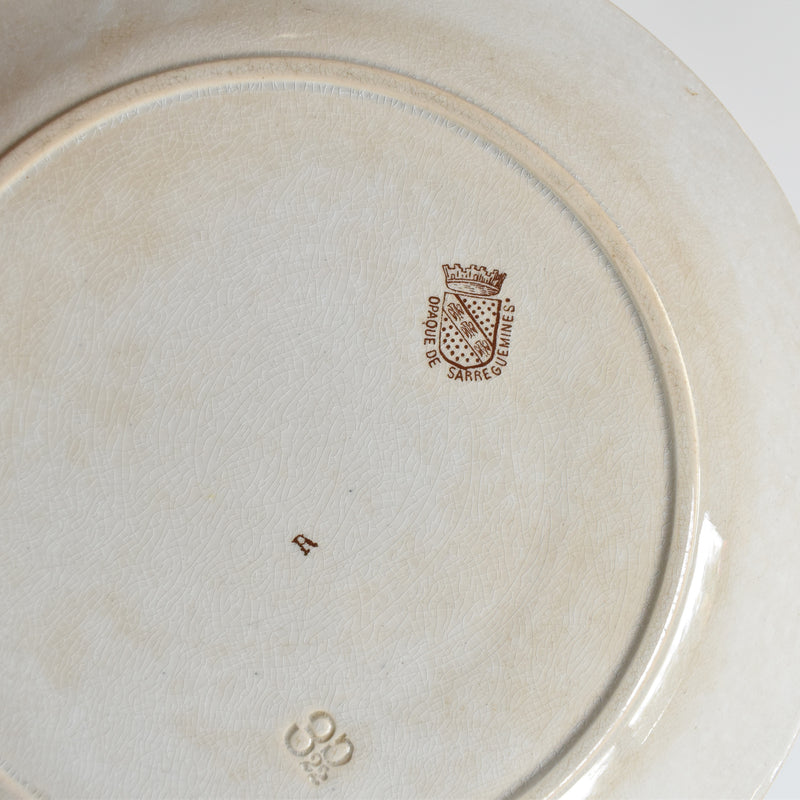 Antique Plate Sarreguemines Opaque de Sarreguemines G