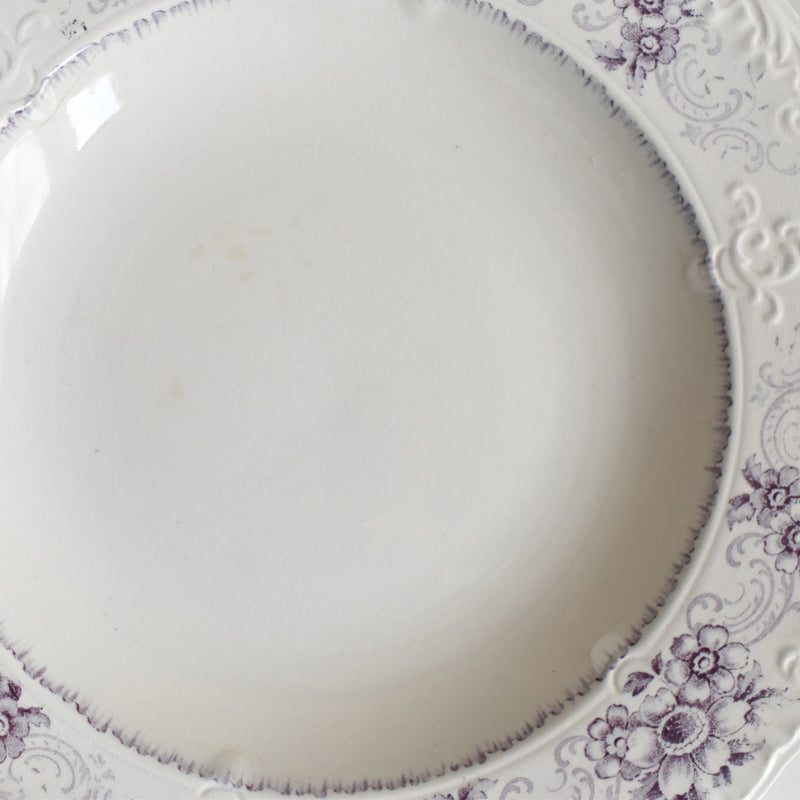Antique deep plate U&C Sarreguemines AIDA (purple) B