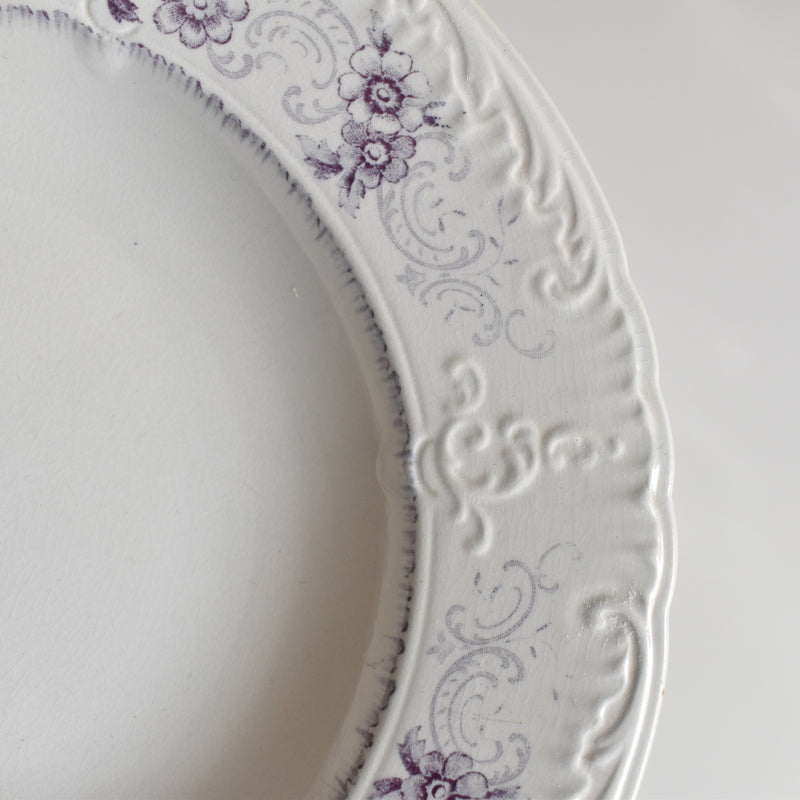 Antique deep plate U&C Sarreguemines AIDA (purple) B