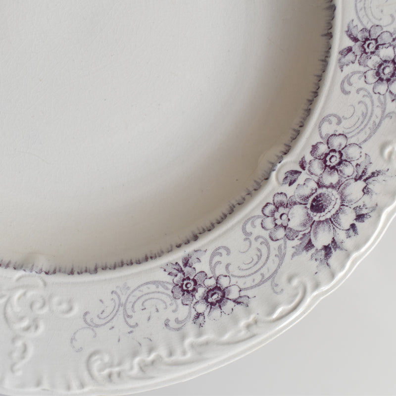 Antique deep plate U&C Sarreguemines AIDA (purple) B