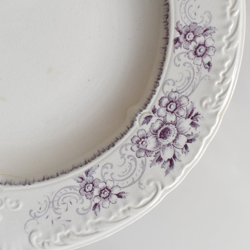 Antique deep plate U&C Sarreguemines AIDA (purple) B