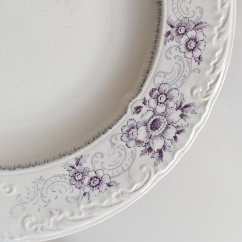 Antique deep plate U&C Sarreguemines AIDA (purple) B