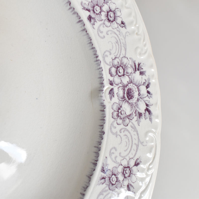 Antique deep plate U&C Sarreguemines AIDA (purple) B