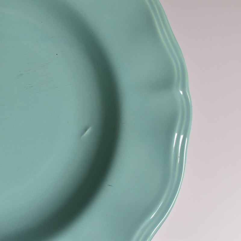 Vintage deep plate, flower rim, green E