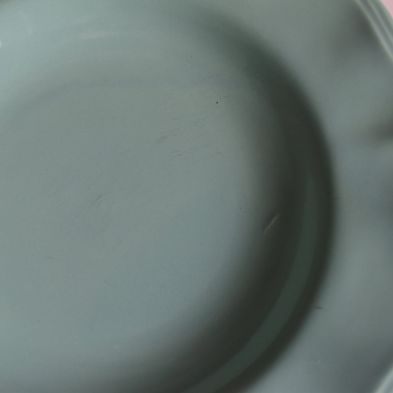 Vintage deep plate, flower rim, green E