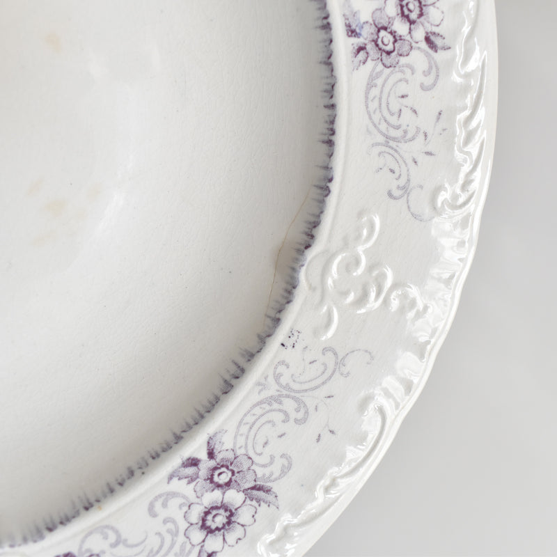 Antique deep plate U&C Sarreguemines AIDA (purple) B