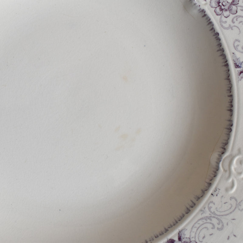 Antique deep plate U&C Sarreguemines AIDA (purple) B
