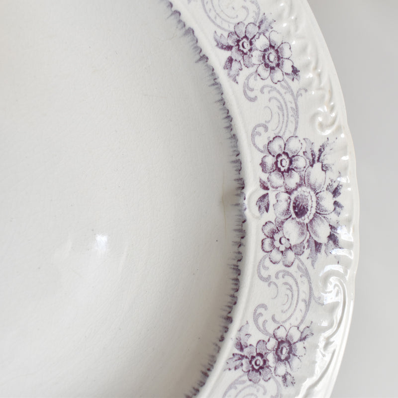 Antique deep plate U&C Sarreguemines AIDA (purple) B
