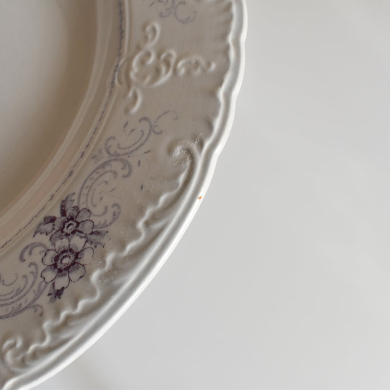 Antique deep plate U&C Sarreguemines AIDA (purple) B