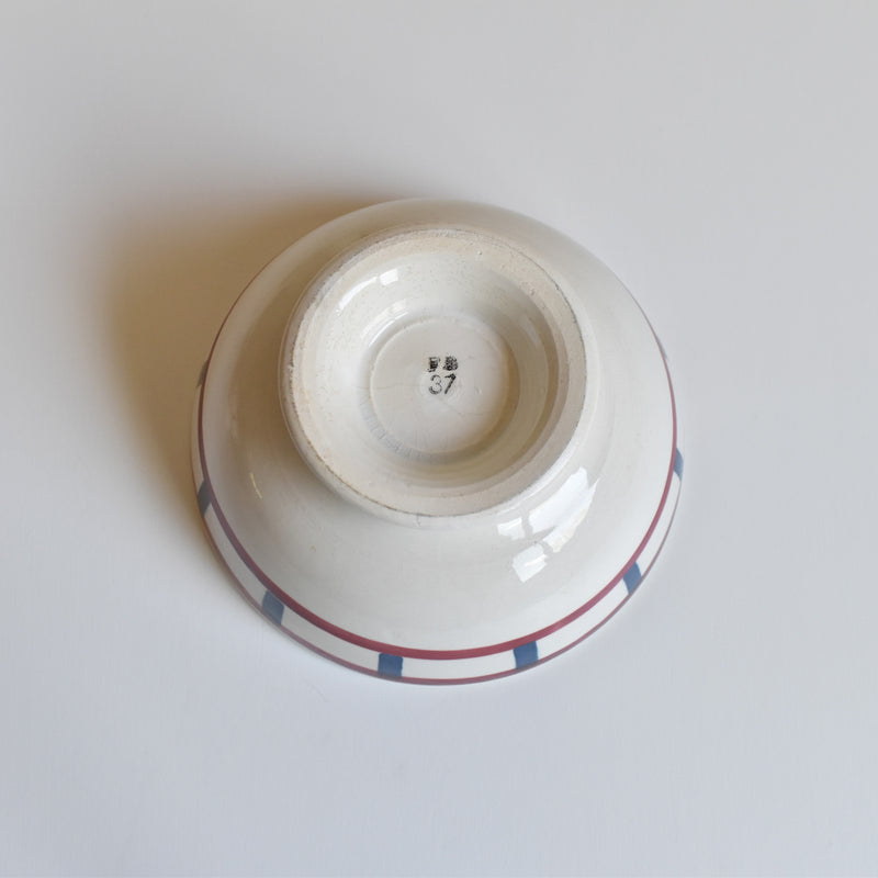 Vintage Cafe au Lait Bowl, Badonviller, Basque pattern