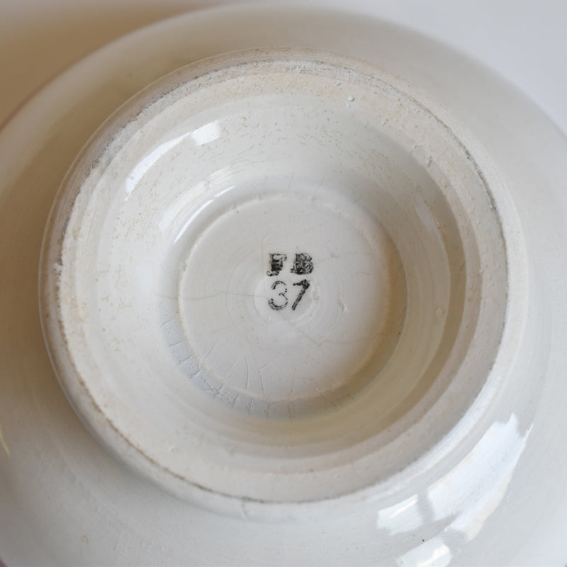 Vintage Cafe au Lait Bowl, Badonviller, Basque pattern