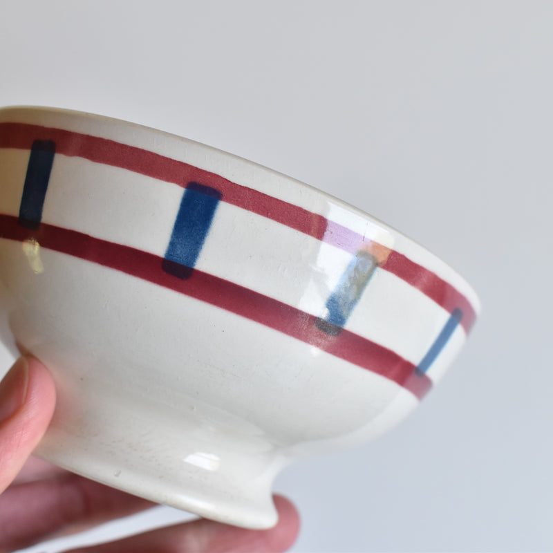 Vintage Cafe au Lait Bowl, Badonviller, Basque pattern
