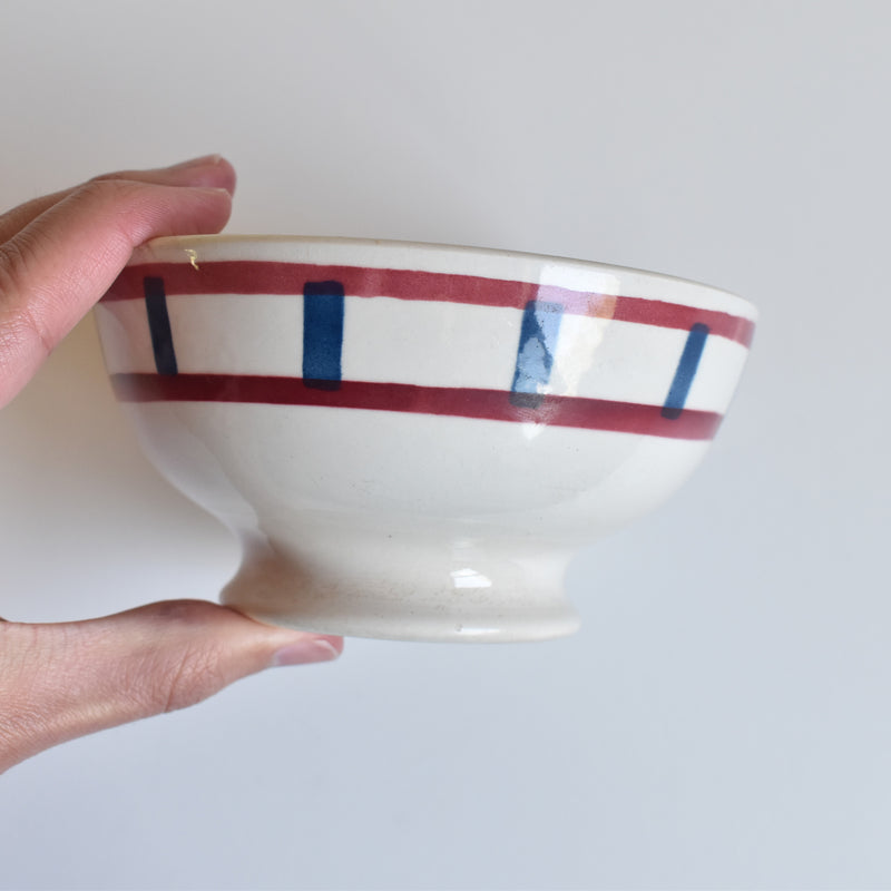 Vintage Cafe au Lait Bowl, Badonviller, Basque pattern