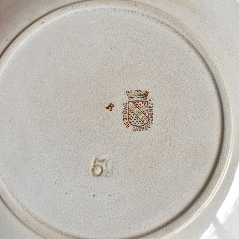 Antique Dessert Plate, Sarreguemines, Opaque de Sarreguemines A