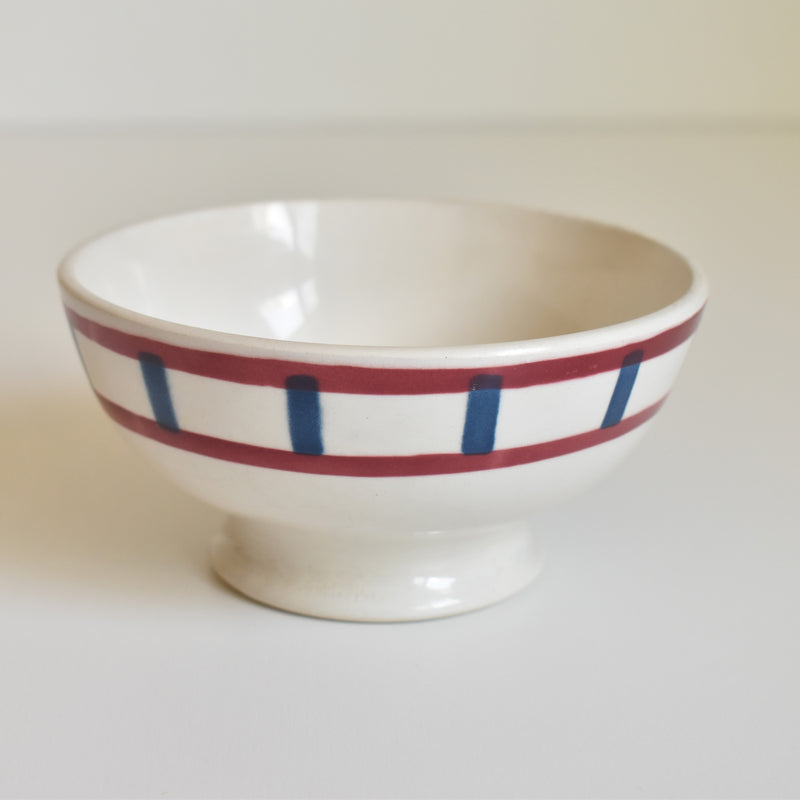 Vintage Cafe au Lait Bowl, Badonviller, Basque pattern