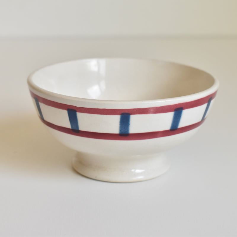 Vintage Cafe au Lait Bowl, Badonviller, Basque pattern