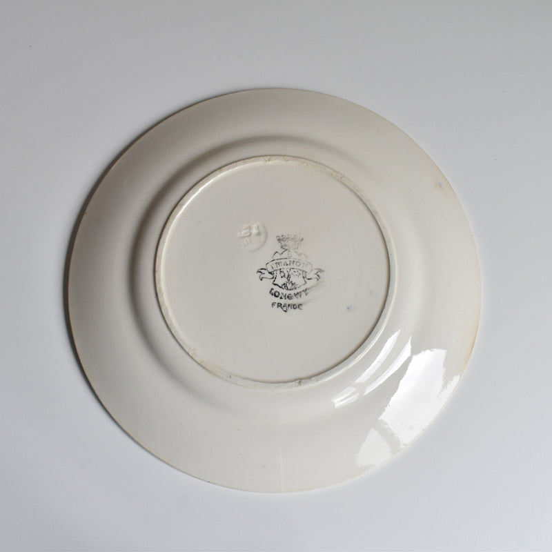 Antique dessert plate, Longwy, Trianon B
