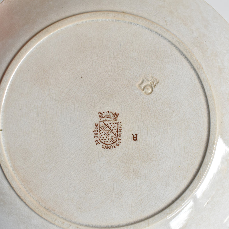 Antique dessert plate Sarreguemines Opaque de Sarreguemines C