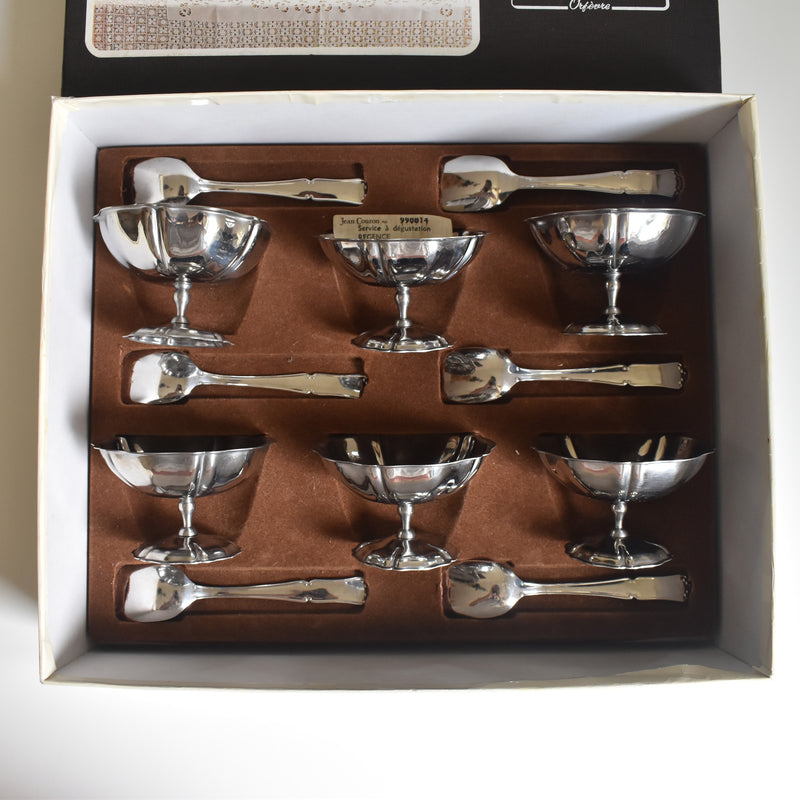 Vintage Ice Cream Coupes & Spoons Jean Couzon Set of 6 (Boxed) A
