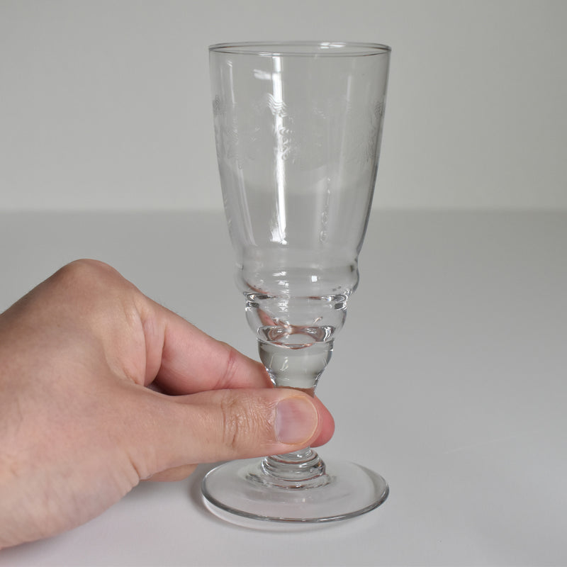 アンティークシャンパングラス エッチングZigZag