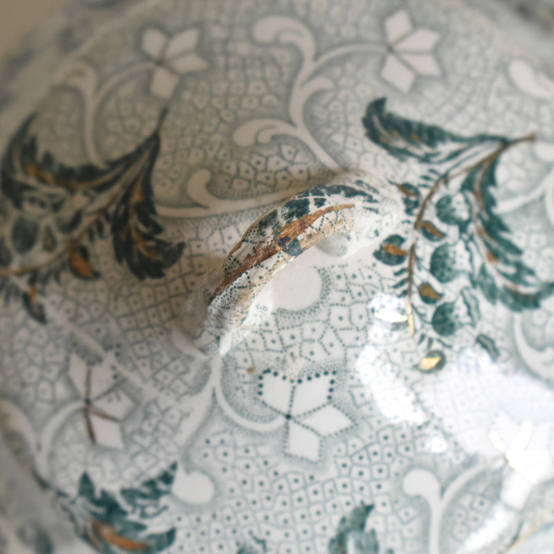 Antique Sugar Pot, Creil et Montereau, Muguet (Lily of the Valley)
