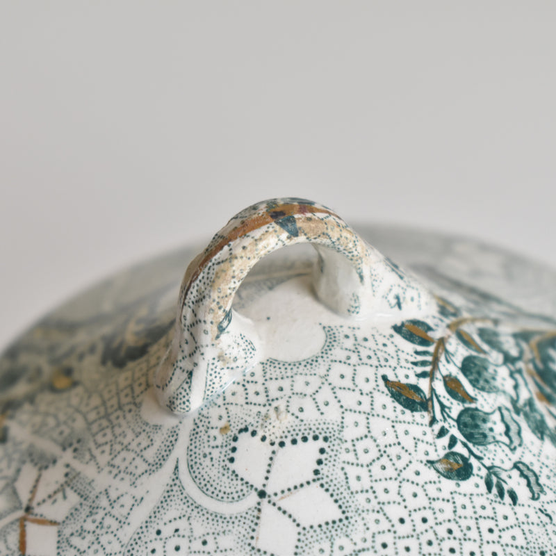 Antique Sugar Pot, Creil et Montereau, Muguet (Lily of the Valley)