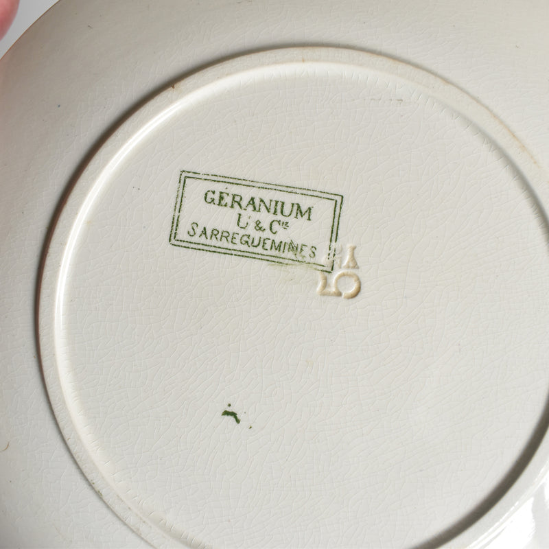 Antique Dessert Plate U&C Sarreguemines Géranium A