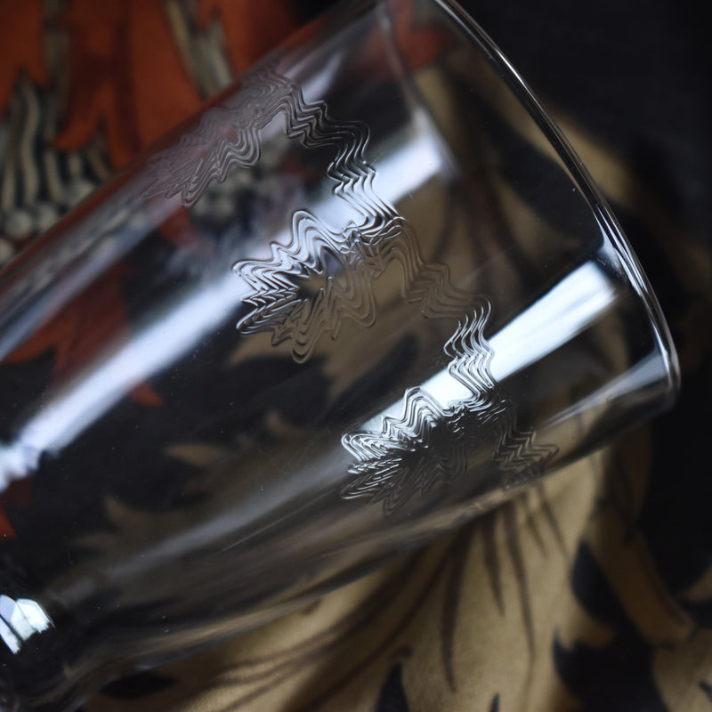 アンティークシャンパングラス エッチングZigZag