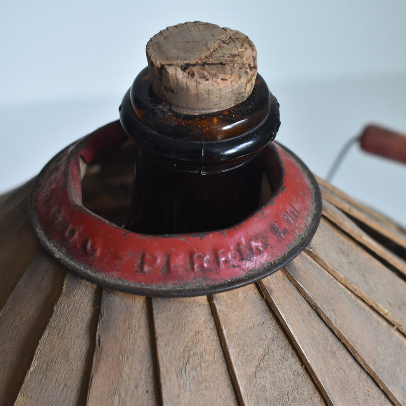 Antique Demijohn Bottle with Basket, Brown