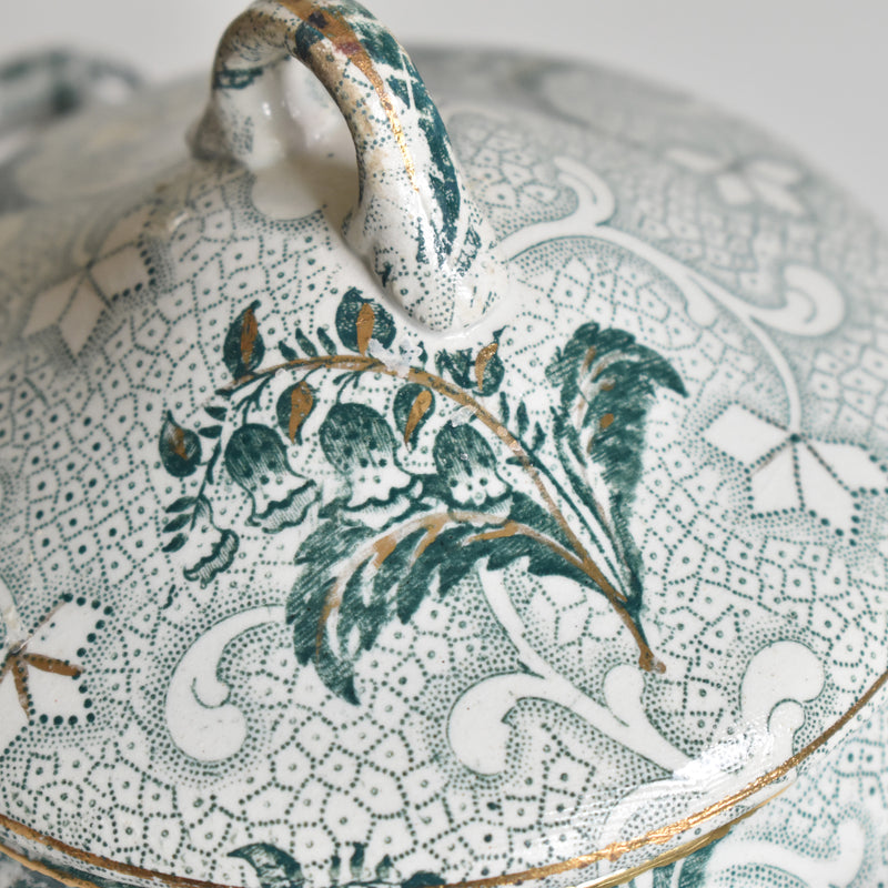 Antique Sugar Pot, Creil et Montereau, Muguet (Lily of the Valley)