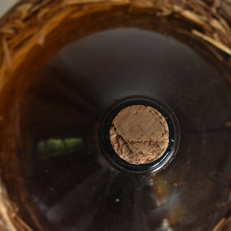 Antique Demijohn Bottle with Basket, Brown
